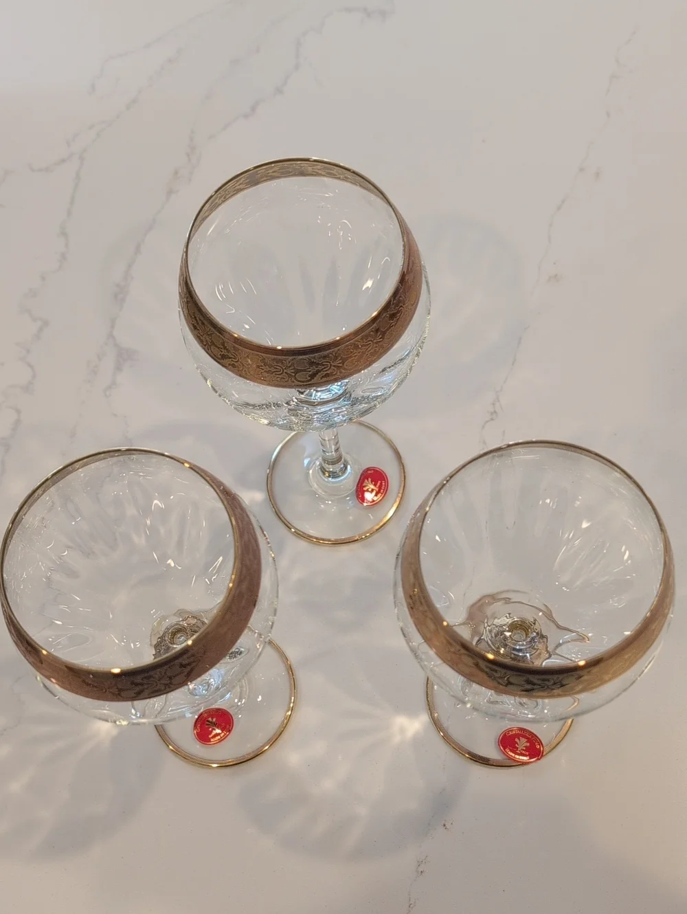 Elegant Vintage Cristalleria Fumo 24K Gold-Rimmed Wine Glasses - Set of 3 Italy